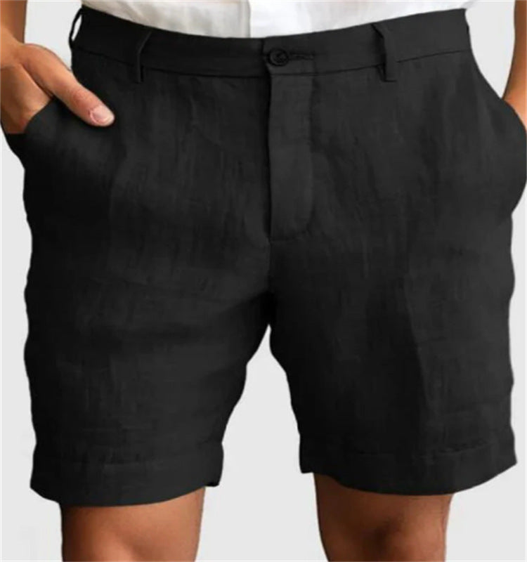 Men's Linen Summer Breathable Solid Color Outdoor Shorts