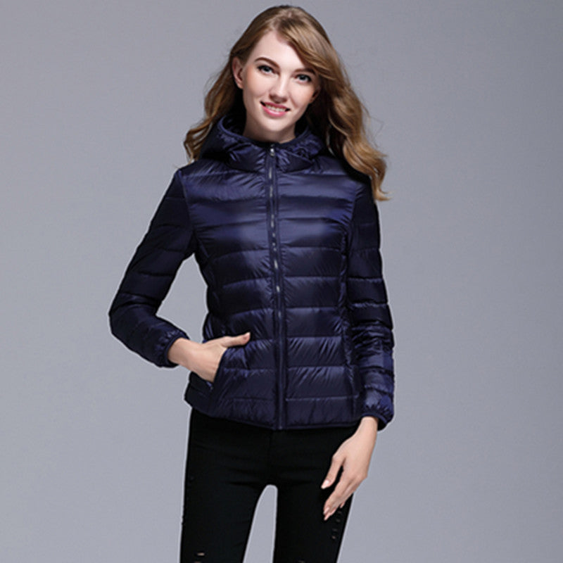 Lightweight Short Type Hooded Down Jacket