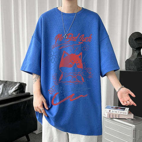 White Half Sleeve Cute Cat T-shirt Top