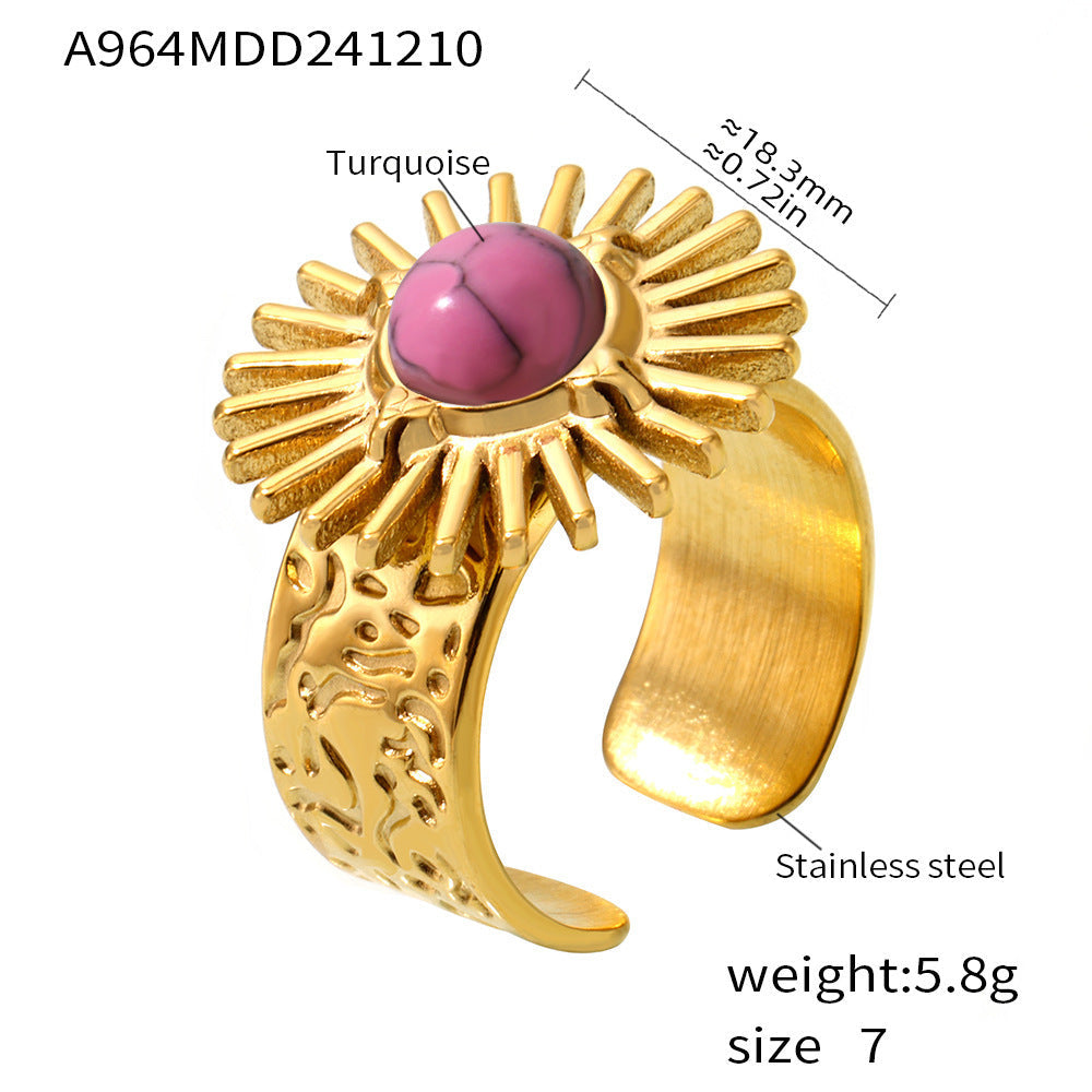 SUNFLOWER Turquoise Karst Opening Adjustable Ring