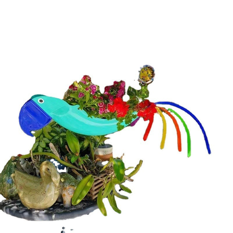 Colorful Bird Parrot Flower Pot Courtyard Garden Decoration