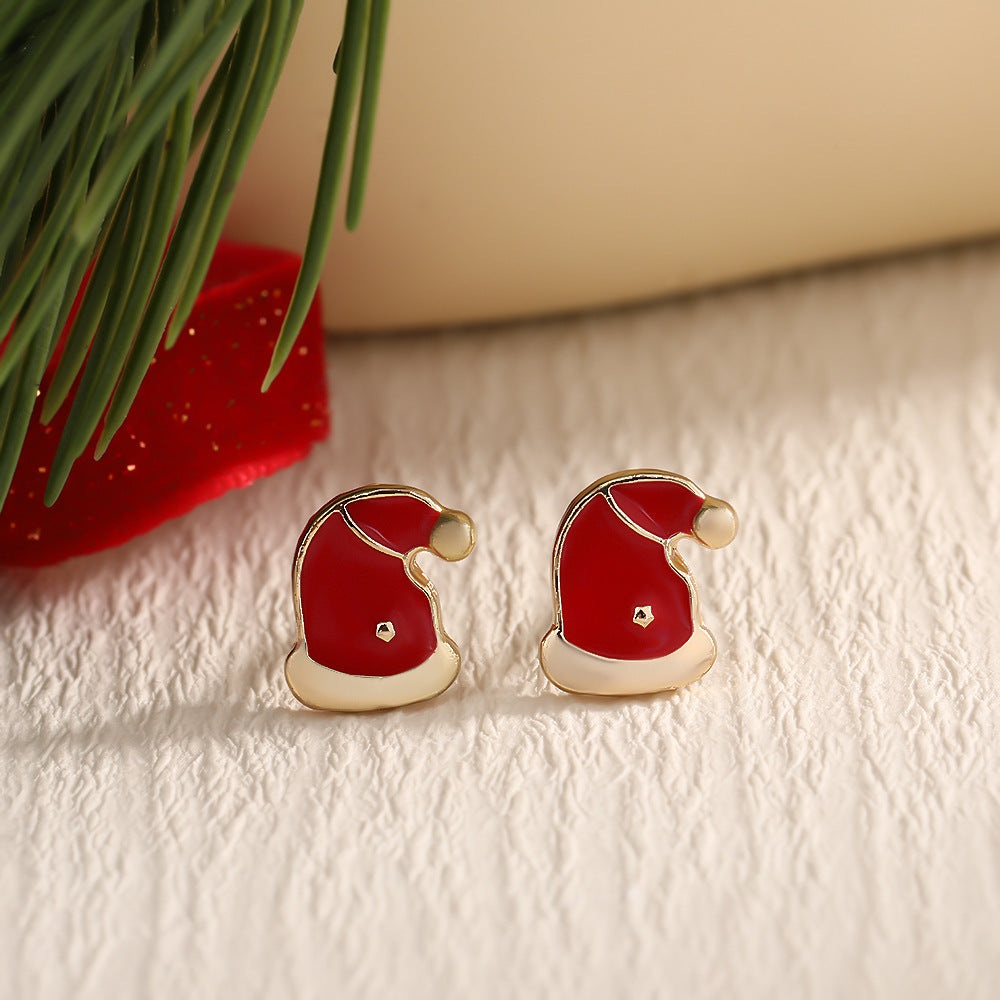 Christmas Fashion Elk Christmas Tree Snowflake Diamond Personalized Three-dimensional Cartoon Earrings