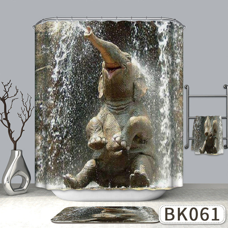 Cartoon 3d printed shower curtain