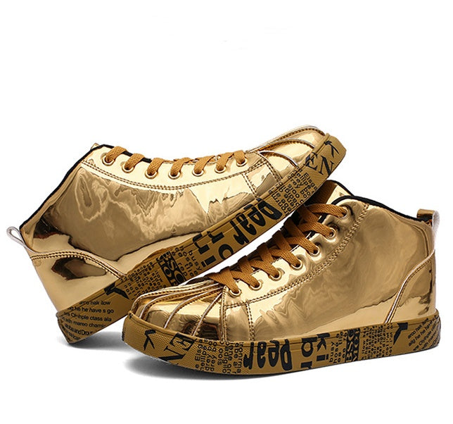 Shoe high-top patent leather fashion casual shoes