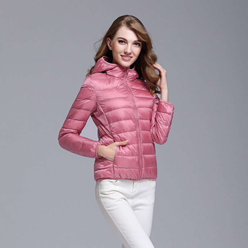 Lightweight Short Type Hooded Down Jacket