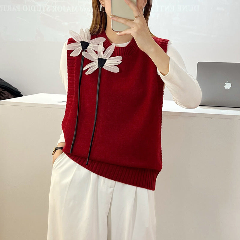 Women's Round-neck Loose Knitted Sweater Vest