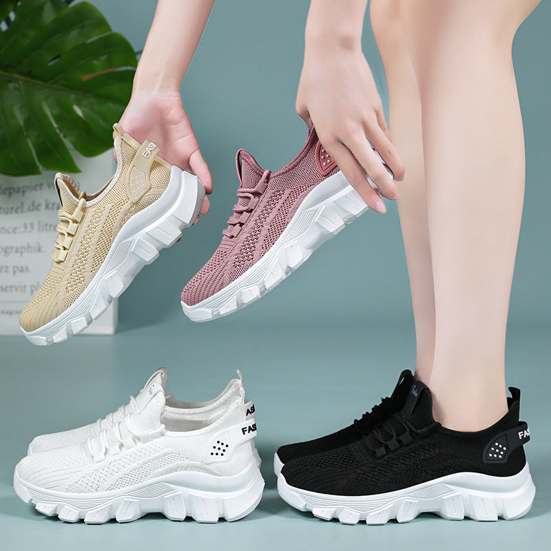 Women's Sneaker Breathable Running Thick Bottom Wear-resistant Casual Shoes