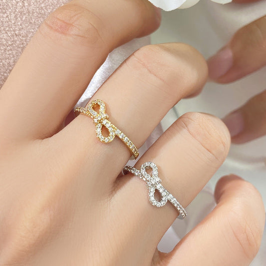 Bow Ring Copper Plating K Gold Micro-inlaid