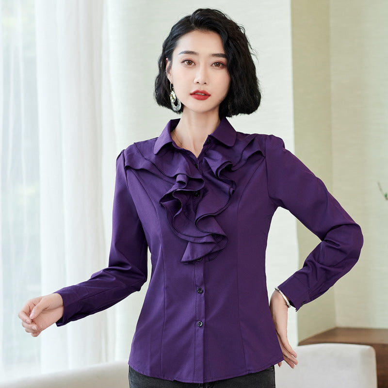Women's Shirt Long Sleeve Casual Ruffles Business Shirt