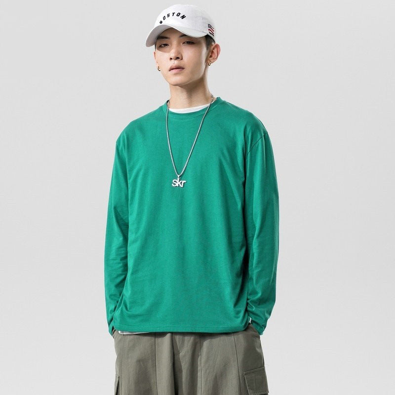 Youth Solid Color Round Neck Sports Pure Cotton Top Men