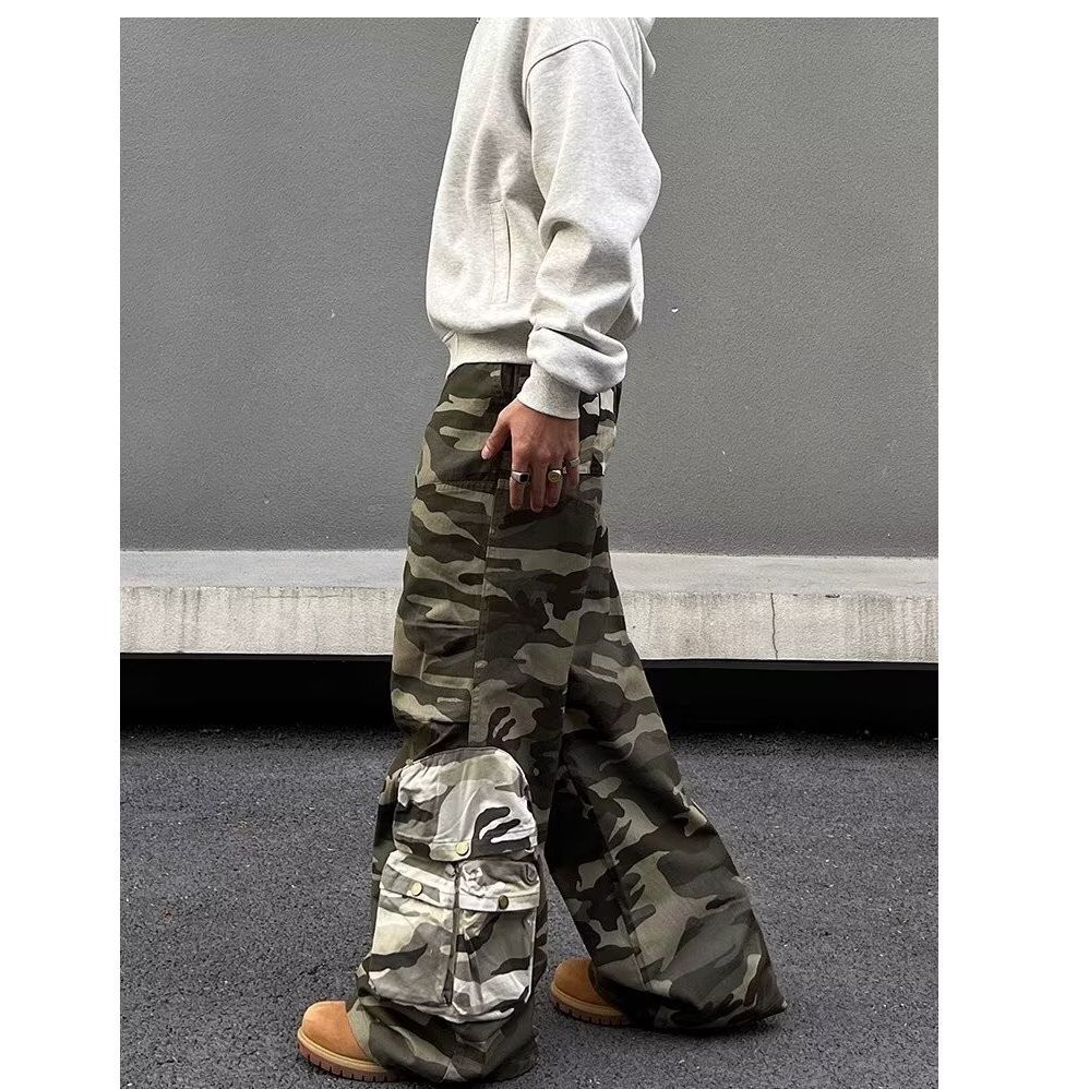 Men's Contrast Color Three-dimensional Pocket Overalls