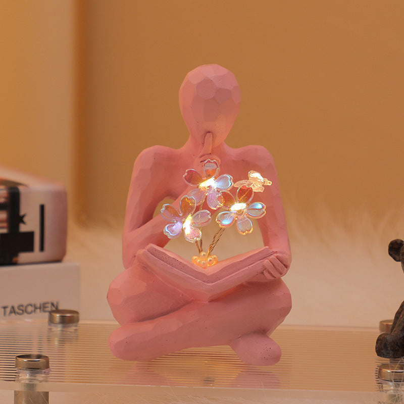 Silence Is The Golden Thinker Small Night Lamp Bouquet Handmade Ornaments Home Decor