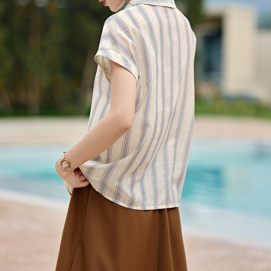 Women's Striped Shirt With Raglan Sleeves