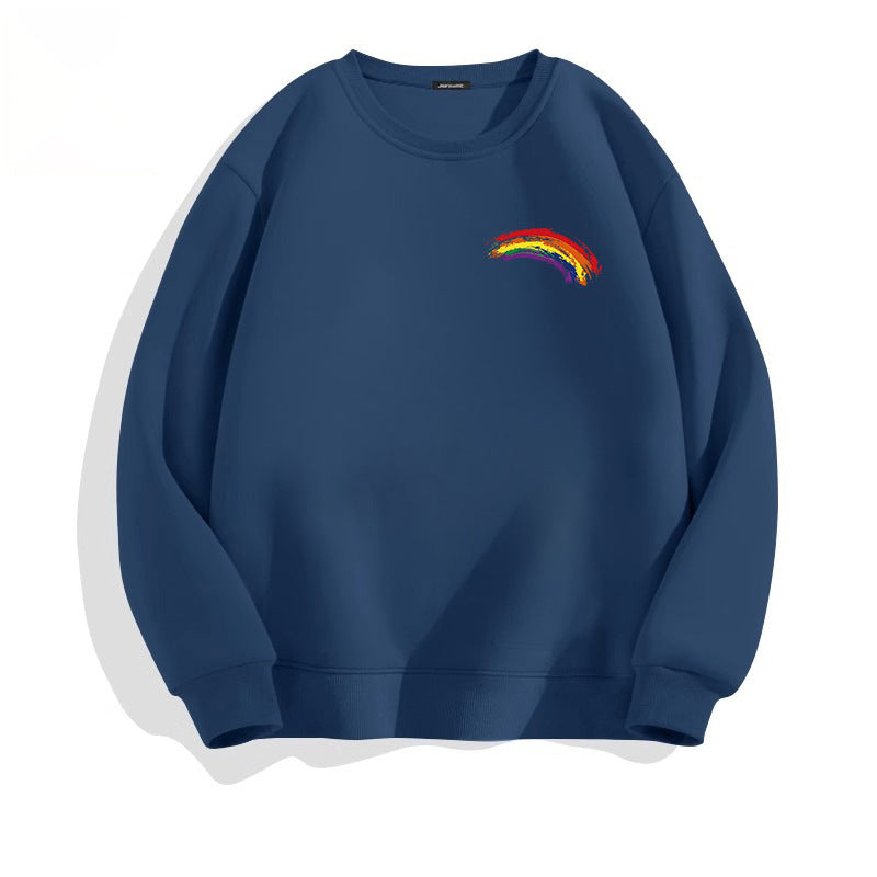 Women's Long-sleeved Solid Color Rainbow Printing Sweater