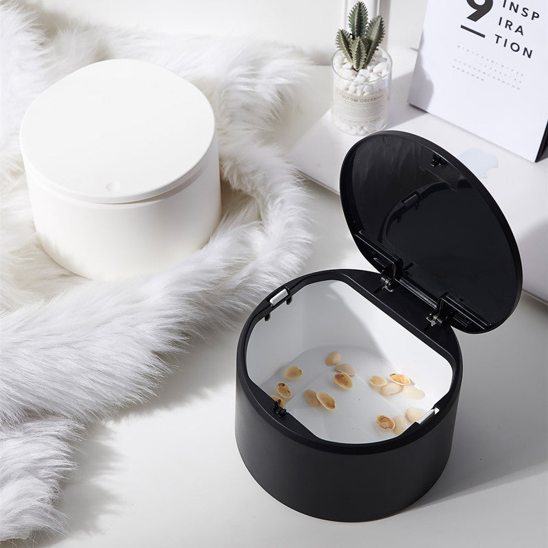 Press type desktop trash can