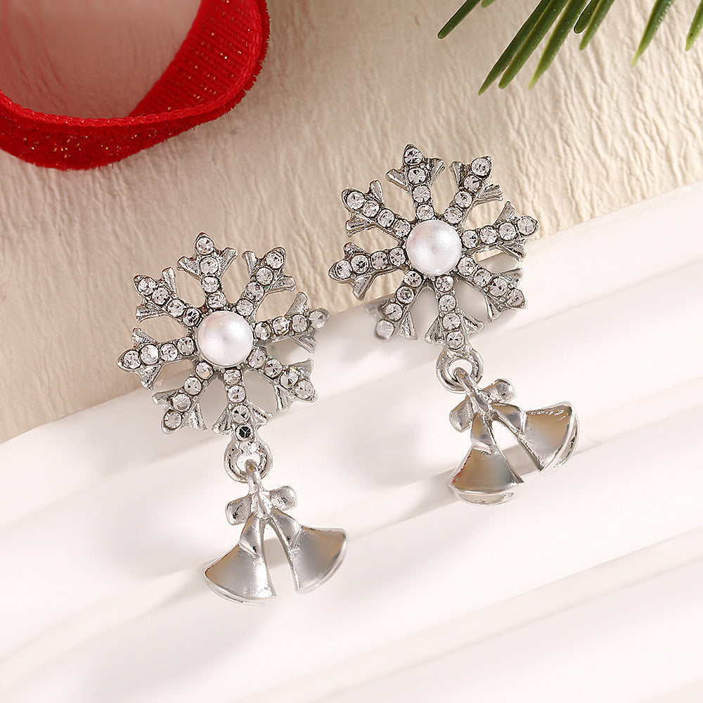 Christmas Fashion Elk Christmas Tree Snowflake Diamond Personalized Three-dimensional Cartoon Earrings