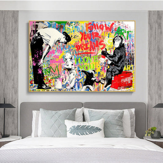 Banksy Monkey Doodle Canvas Painting