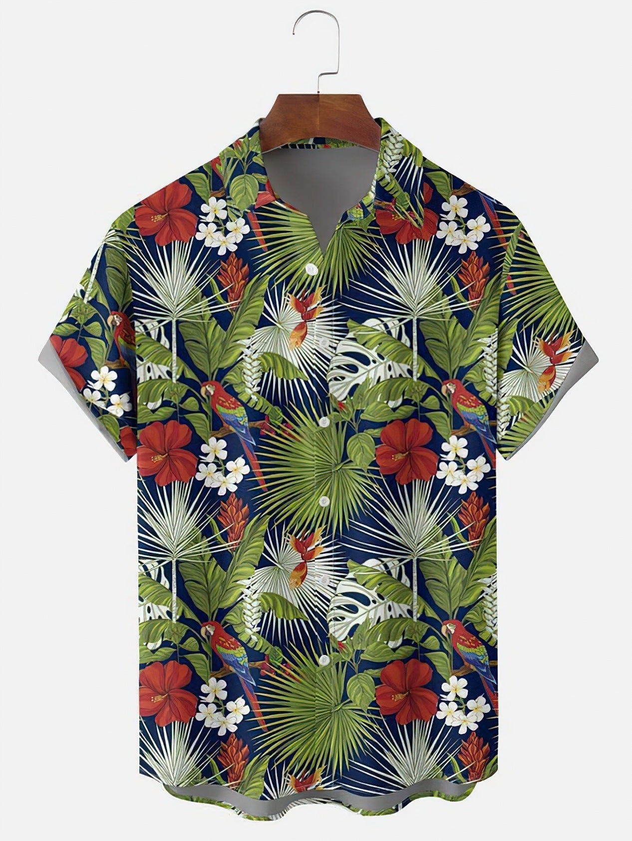 Summer Flower Pattern Seaside Men's Clothing Print Shirt