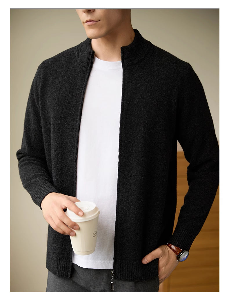 Men's Zipper Stand-up Collar Cardigan Coat