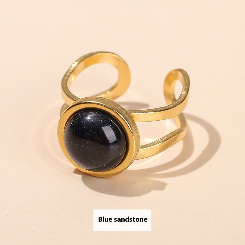 Fashion Unique Crystal Agate Round Ring