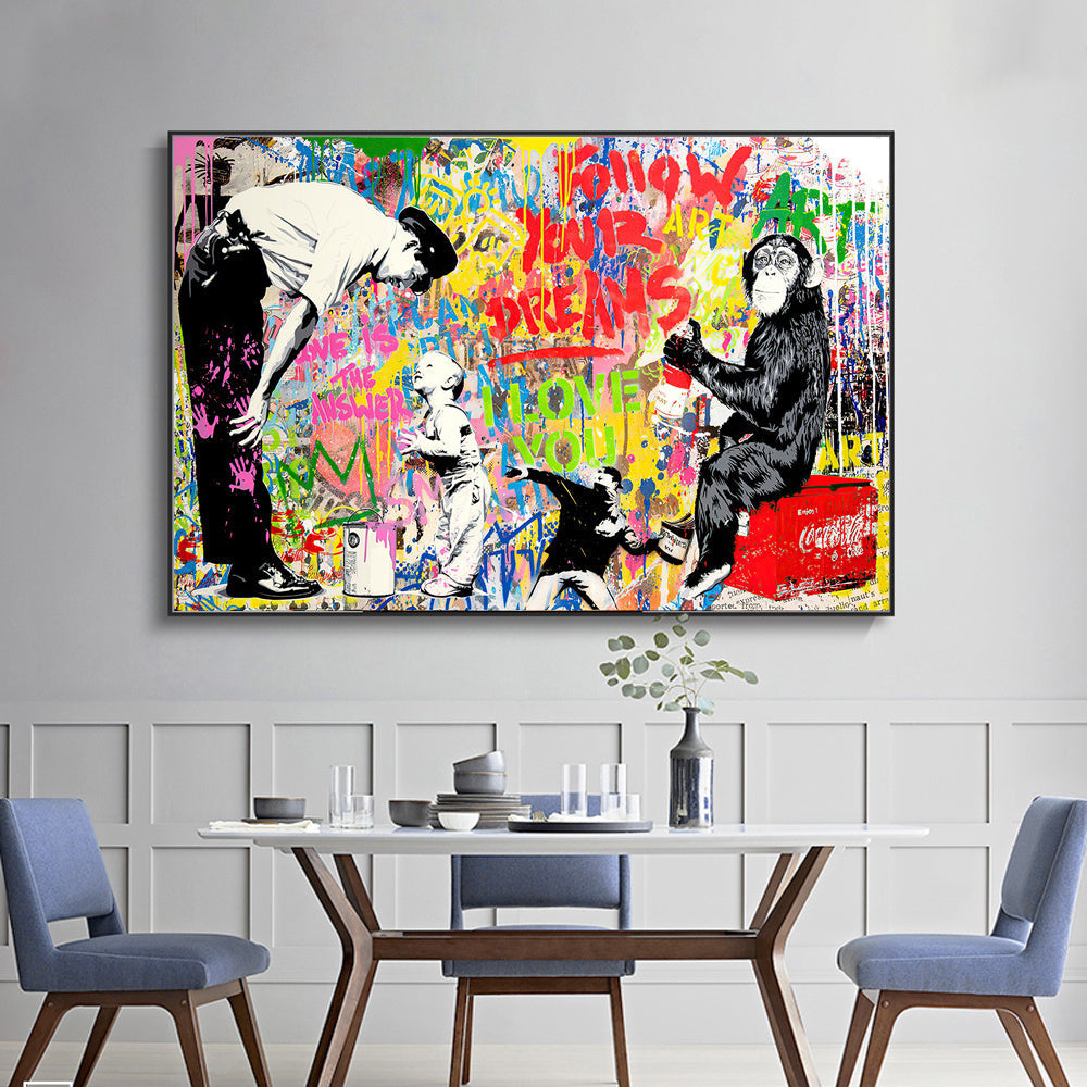 Banksy Monkey Doodle Canvas Painting