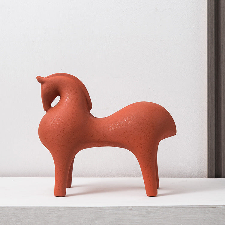 Red Horse Ceramic Decoration Cabinet For Exhibition Hall
