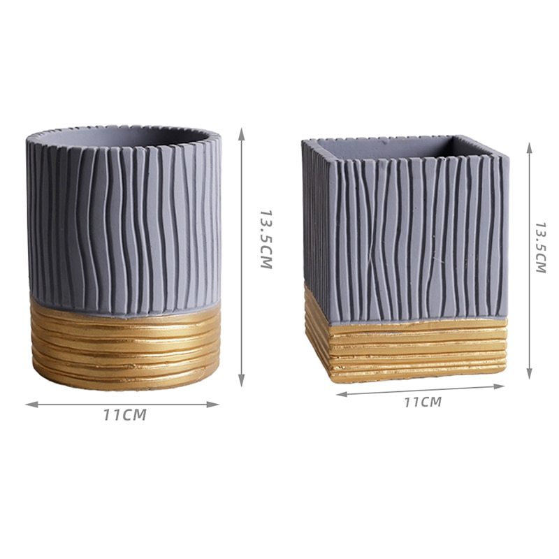 Nordic style senior grey striped succulent potted plant