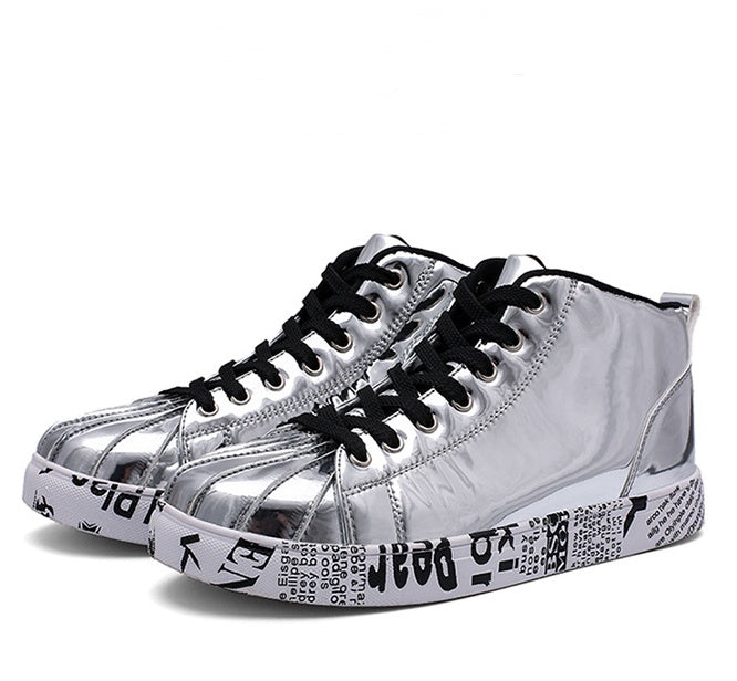 Shoe high-top patent leather fashion casual shoes