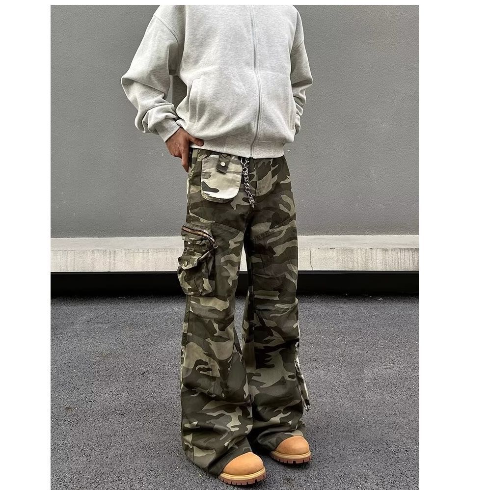 Men's Contrast Color Three-dimensional Pocket Overalls