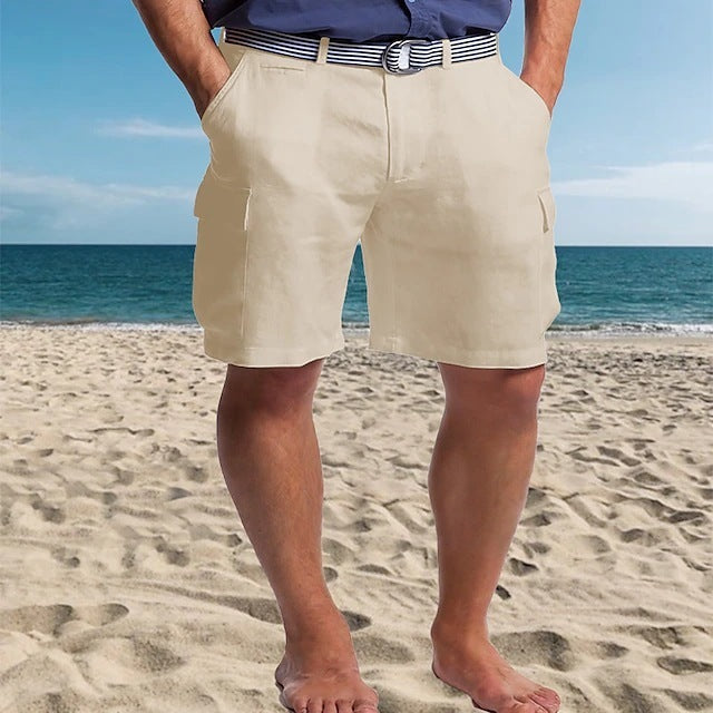 Multi-pocket Straight Plain Comfortable Breathable Shorts