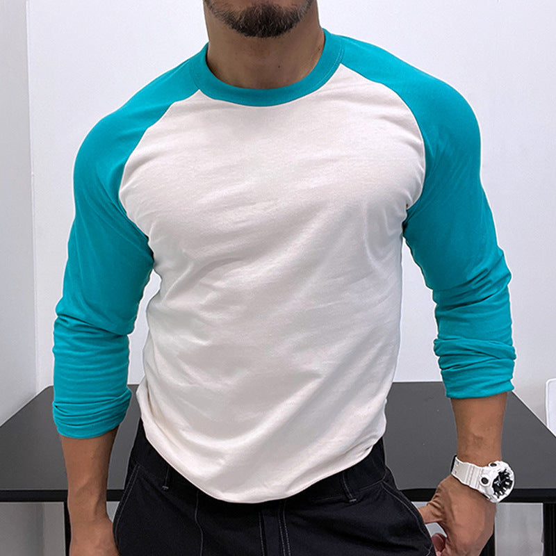 Round Neck Loose Breathable Plus Size Bottoming Shirt Men's Casual Raglan Sleeve Top