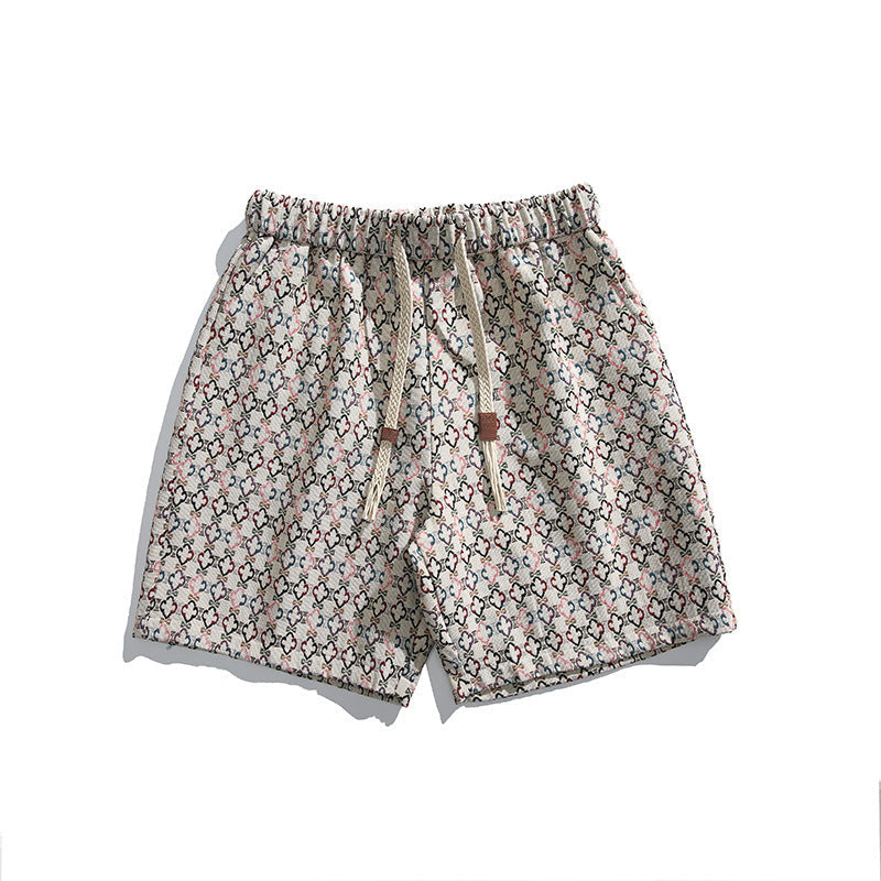 Loose American Retro Floral Shorts Men