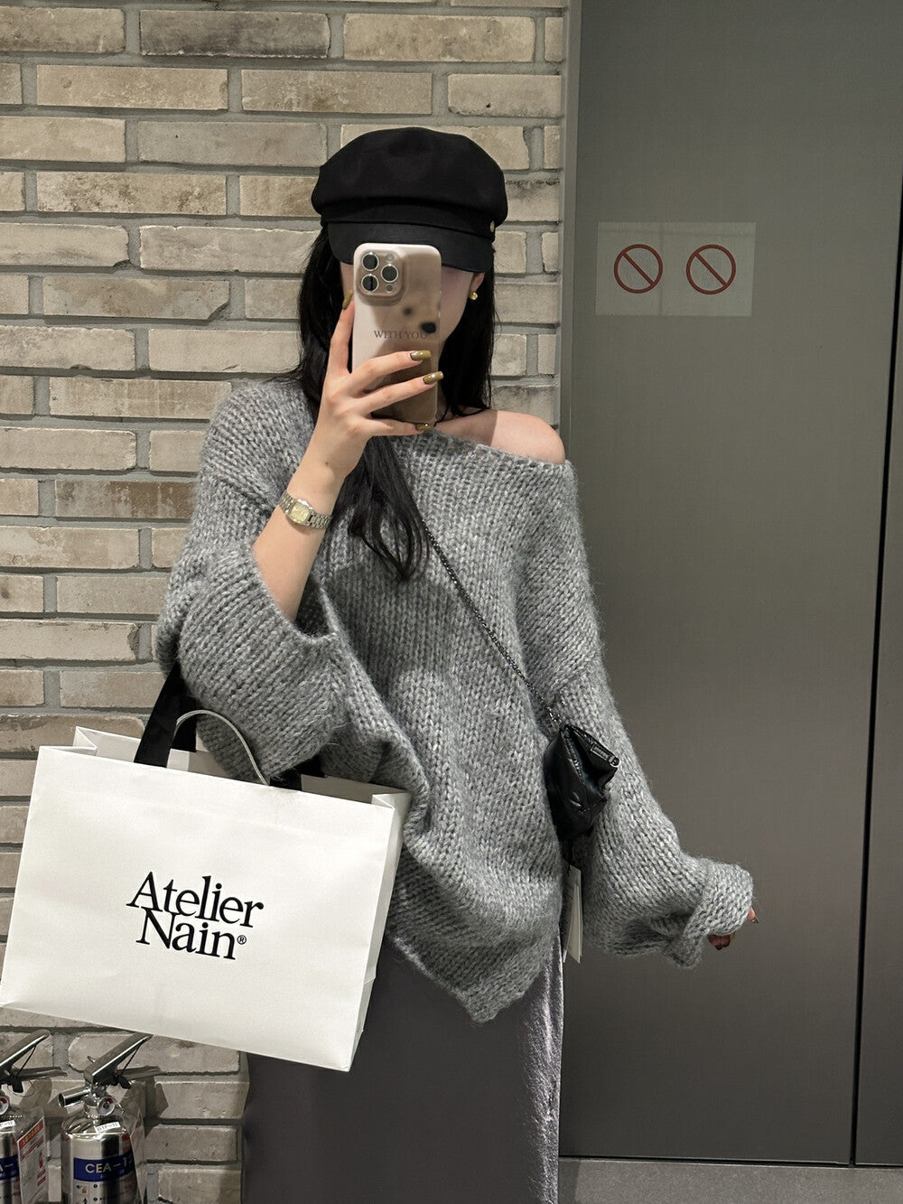 Women's Casual One Neck Loose And Lazy Style Knitted Sweater