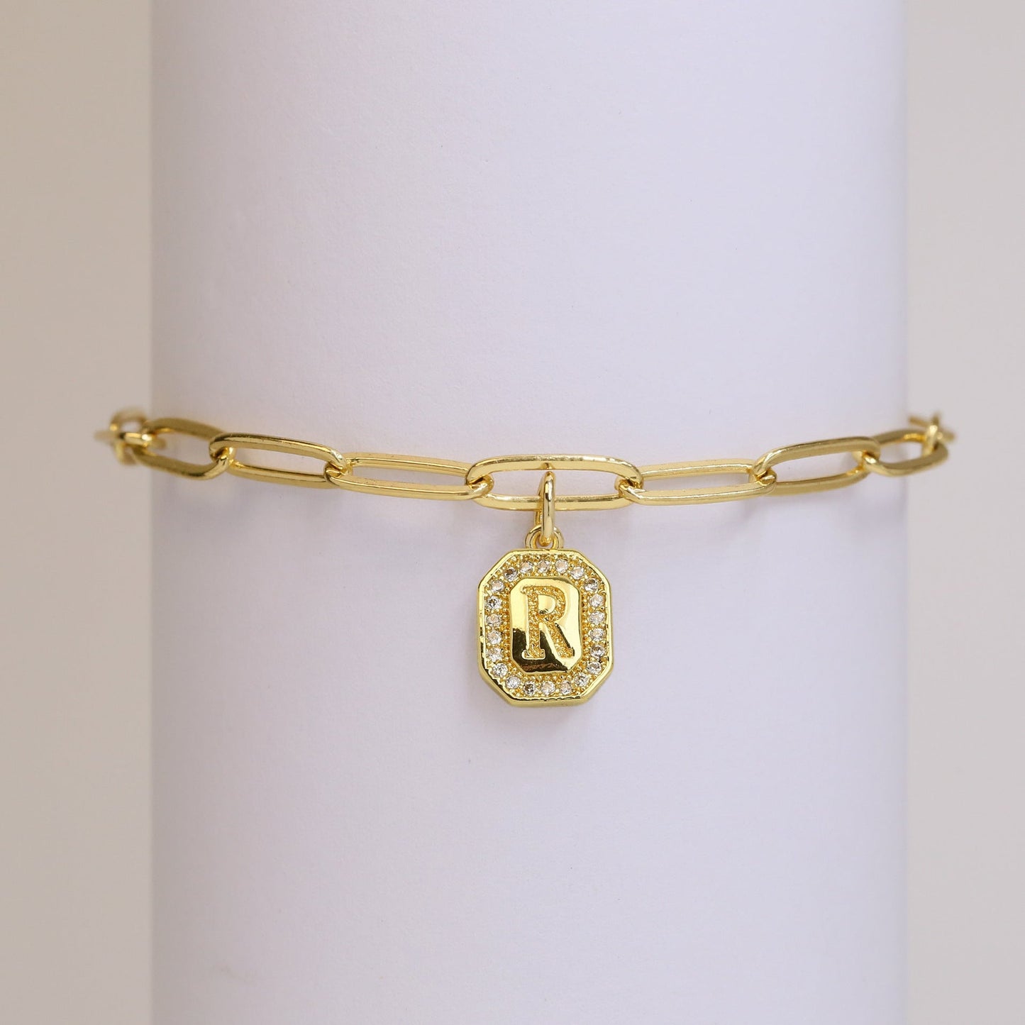18k26 English Square Tags Letter Bracelet