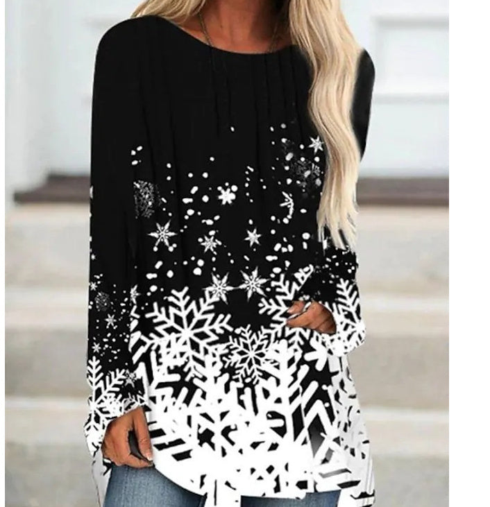 Women's Long Sleeve Round Neck Loose T-shirt