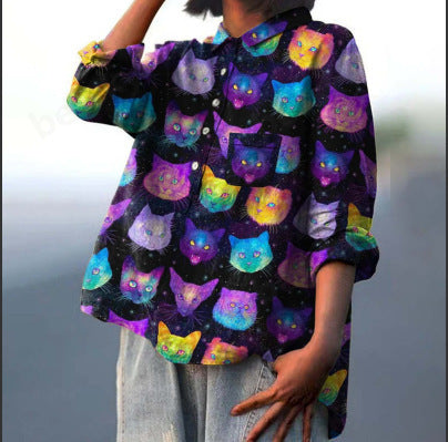 Chinese Style Bamboo Linen Printed Fashion Polo Collar Shirt