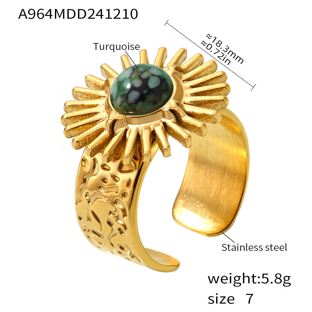 SUNFLOWER Turquoise Karst Opening Adjustable Ring
