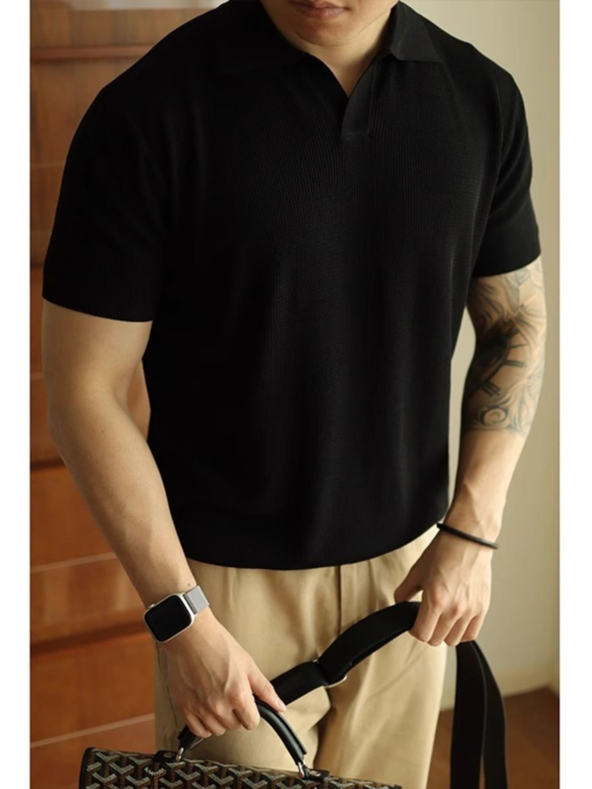American V-neck Polo Shirt Men's Design Sense