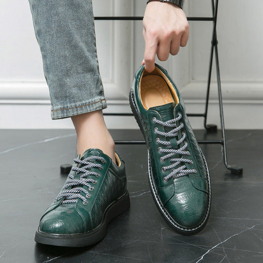 Men's Casual Leather Shoes Lace-up Flat Bottom Daily