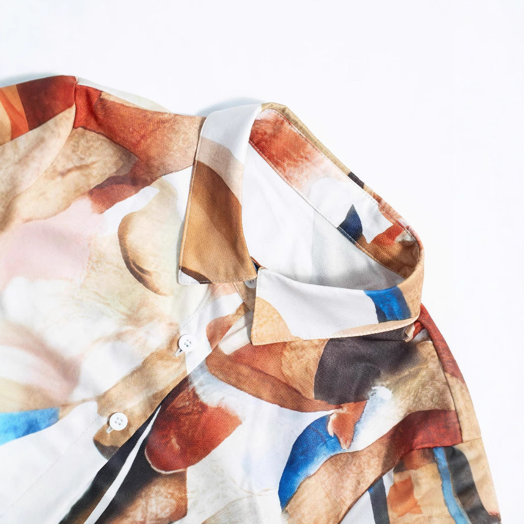 Loose Digital Printing Lantern Long Sleeve Shirt For Women