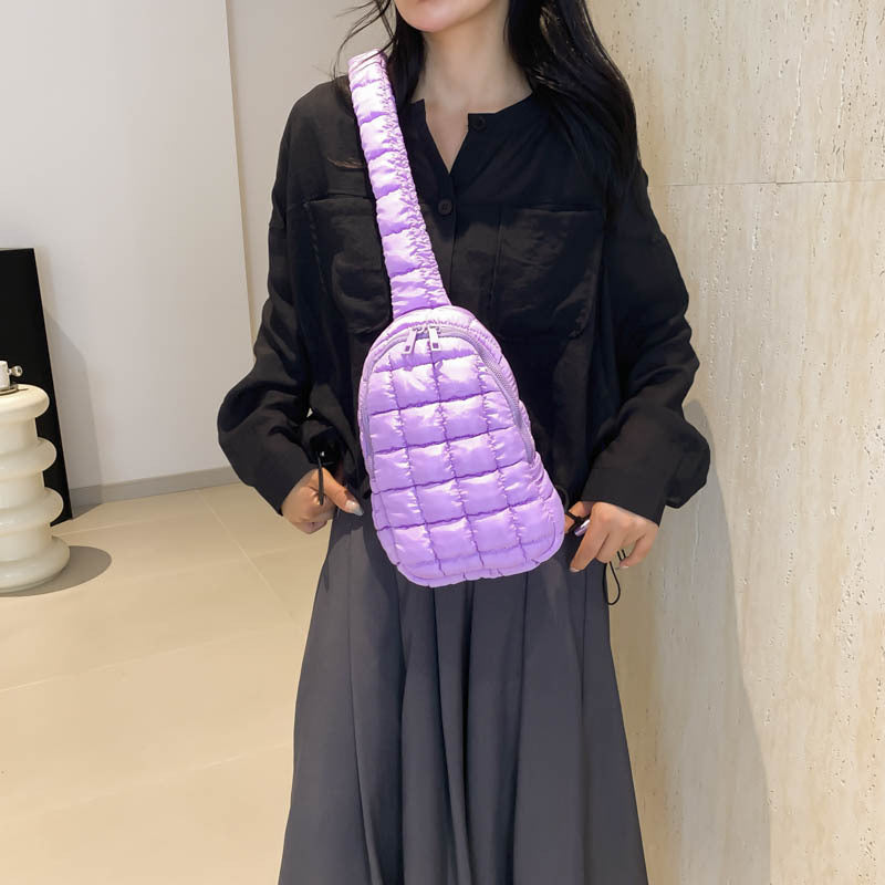 Cloud Chest Bag Female Pleated Down Diamond Crossbody Bag