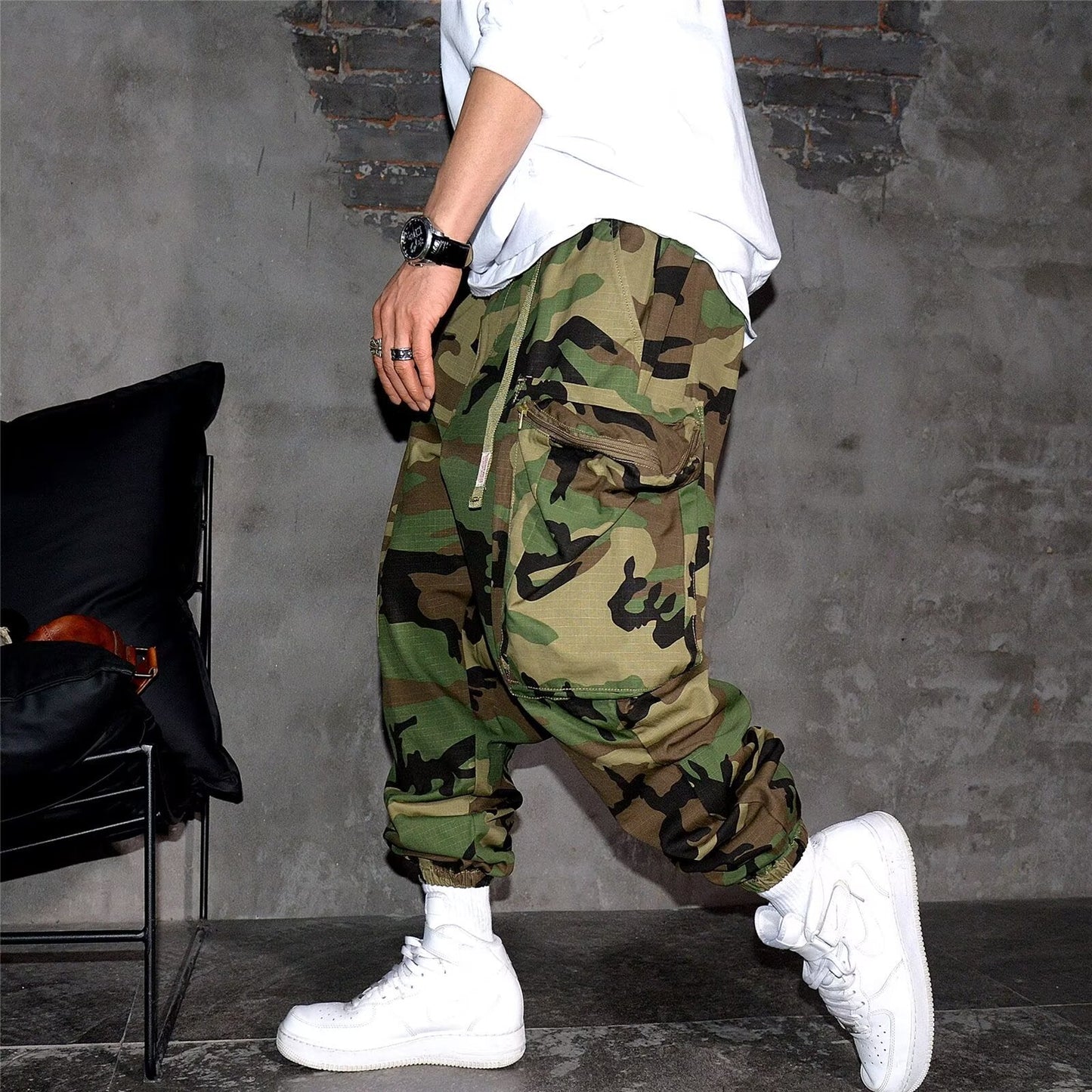 Retro High Street Camouflage Men Casual Working Pants