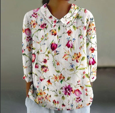 Women's Fashionable Retro Chinese Style Floral Print Shirt