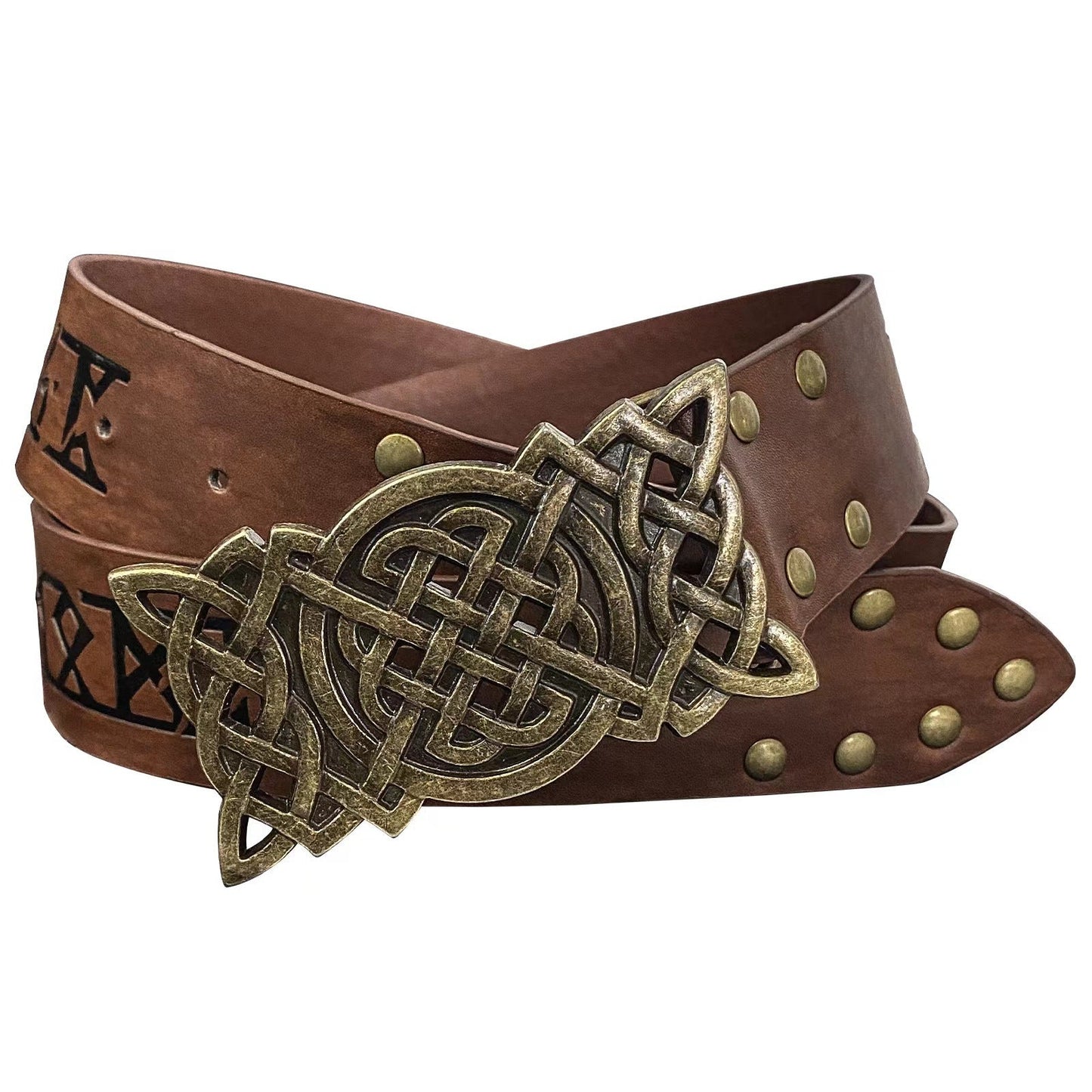 Viking Style Skateboard Buckle Embossed Rivet Belt