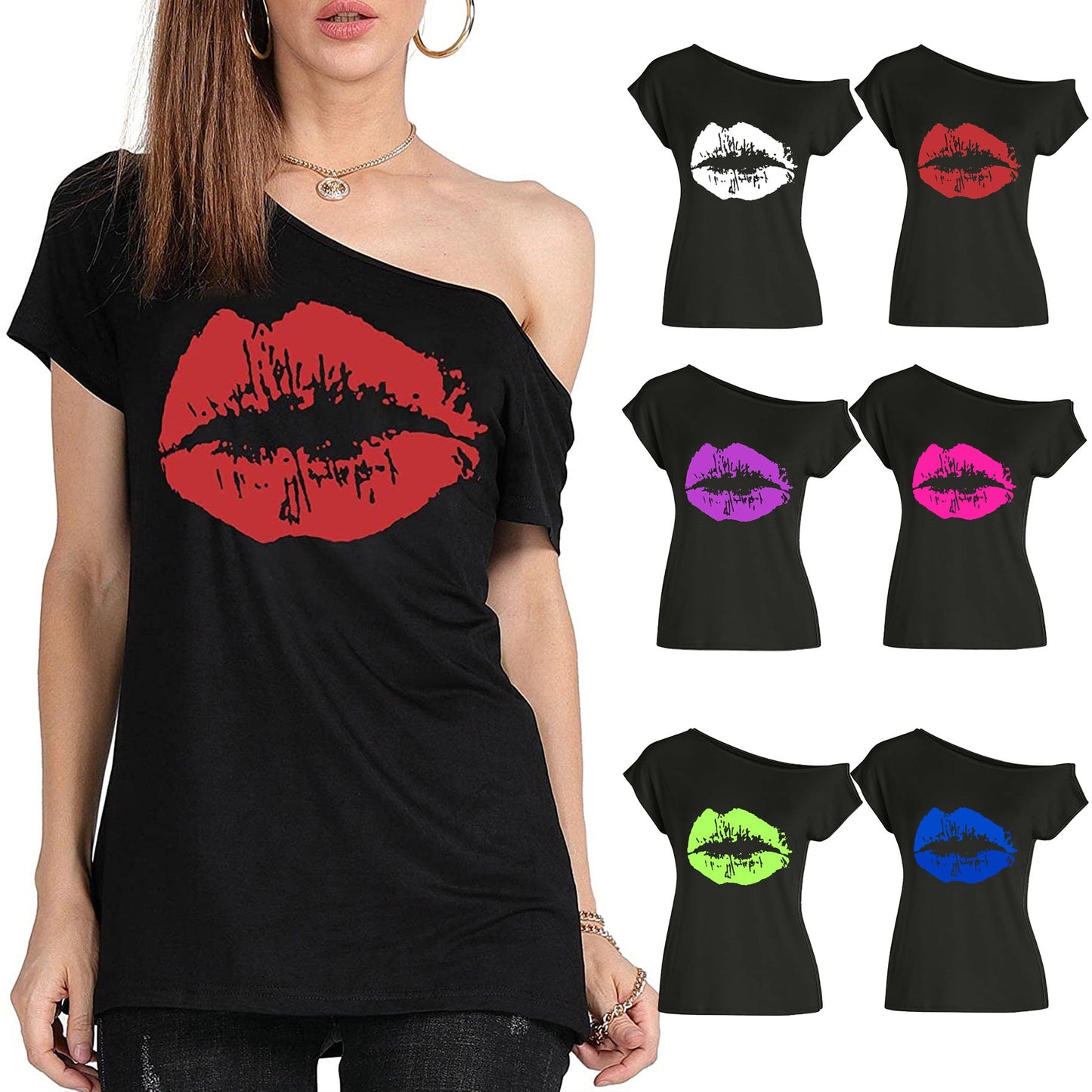 Women's Loose Shoulder Versatile Printed T-shirt