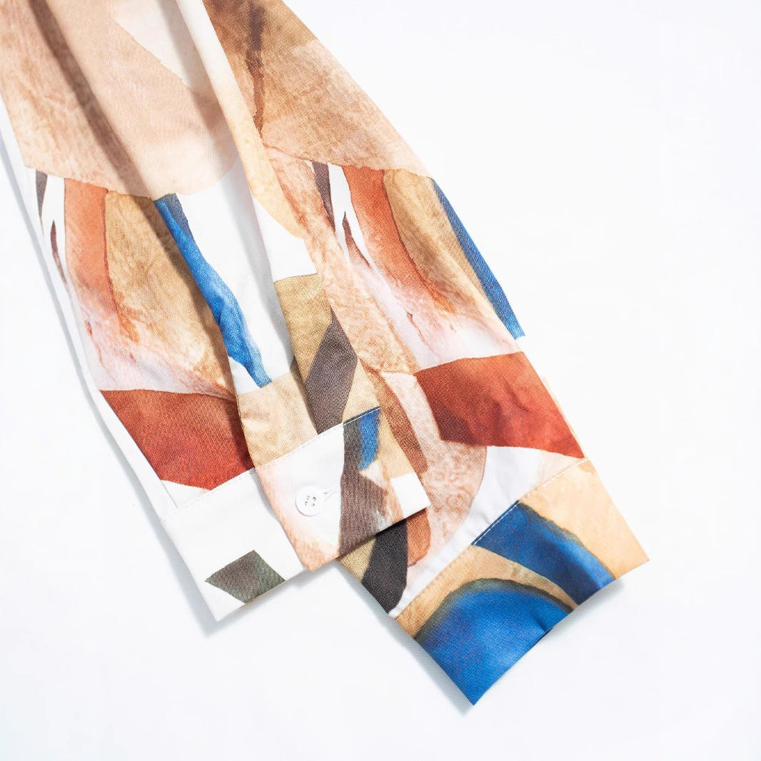 Loose Digital Printing Lantern Long Sleeve Shirt For Women