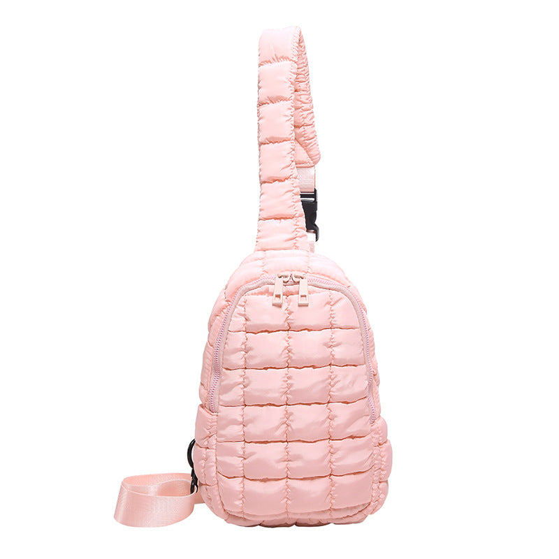 Cloud Chest Bag Female Pleated Down Diamond Crossbody Bag