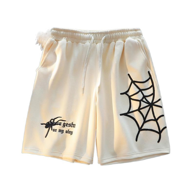 Embroidered Spider Shorts Men Couple