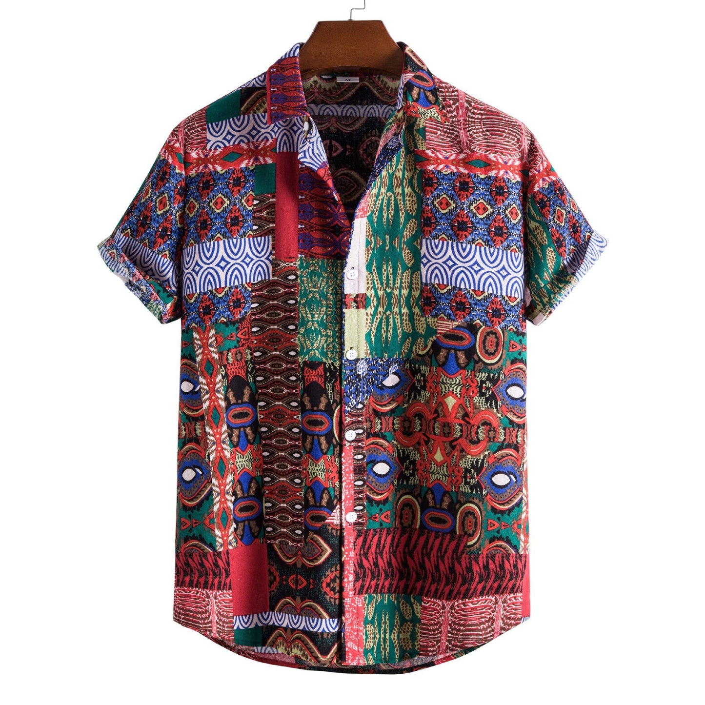 Summer New Plus Size Men's Casual Fashion Digital Printing Short Sleeve Shirt