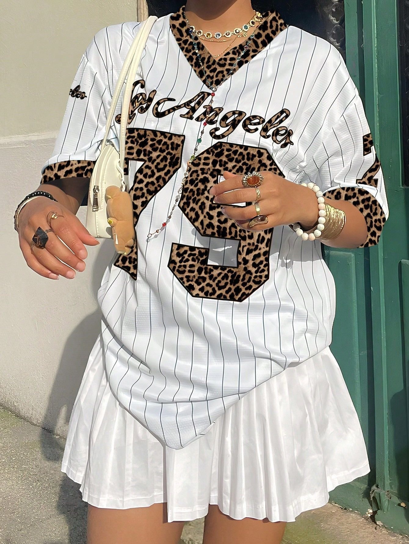 Women's Casual Loose Street Printed V-neck Short Sleeve